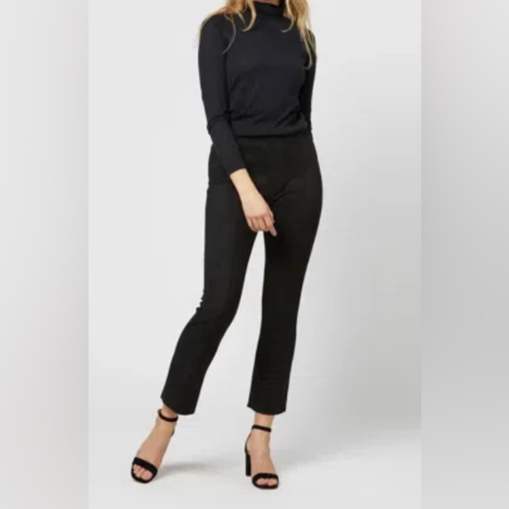 ANN MASHBURNFAYE CROPPED SEAMED PANT- BLACK vegan SUEDE NWT $250 S